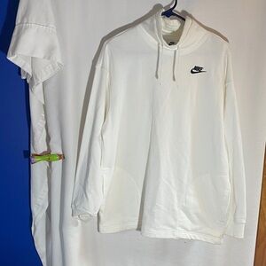 Nike White Pullover Cowl neck with Black Swoosh, Size XSmall Oversized